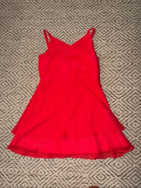 Zac Posen Girls coral Red V-Neck Spaghetti Strap Party Dress